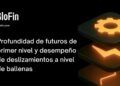 bloques oscuros con simbolos dorados de ajustes, relampago y grafico de mercado superpuestos uno sobre otro sobre una superficie negra acompañados del texto profundida de futuro de primer nivel y desempeño de deslizamiento a nivel de ballenas