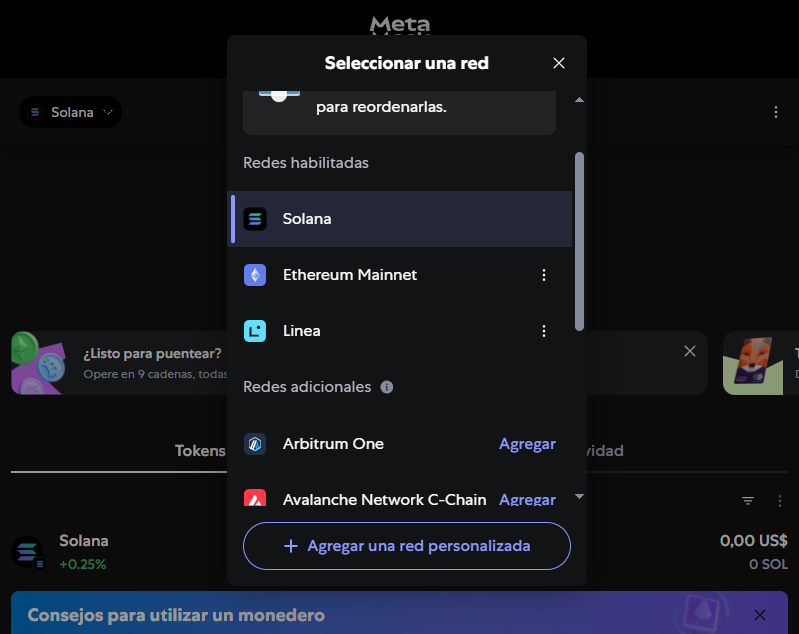 Homepage de la wallet MetaMask.