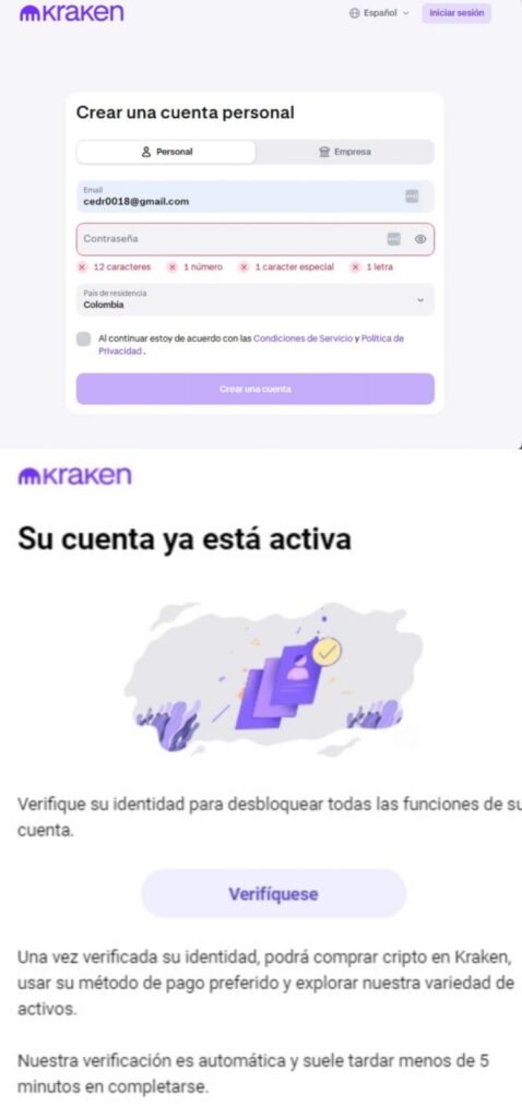 Pasos iniciales para crear y activar una cuenta en Kraken Pro