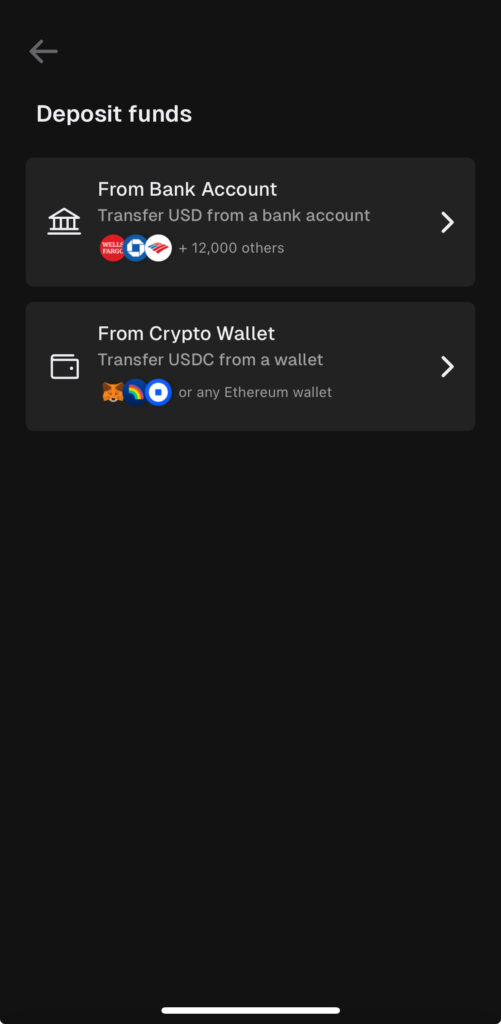 Interfaz para operar dólares y USDC en la aplicación Stable.