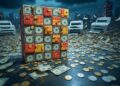 Imagen de un Tetris del mundo financiero, impresoras de dinero, monedas y billetes de dólar.
