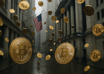 Lluvia de bitcoins sobre Wall Street.