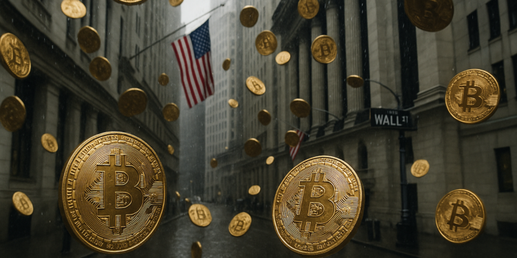 Lluvia de bitcoins sobre Wall Street.
