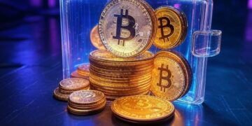 Una wallet digital con monedas de BTC.