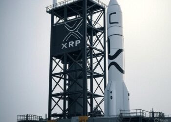 Un cohete a punto de despegar al espacio.
