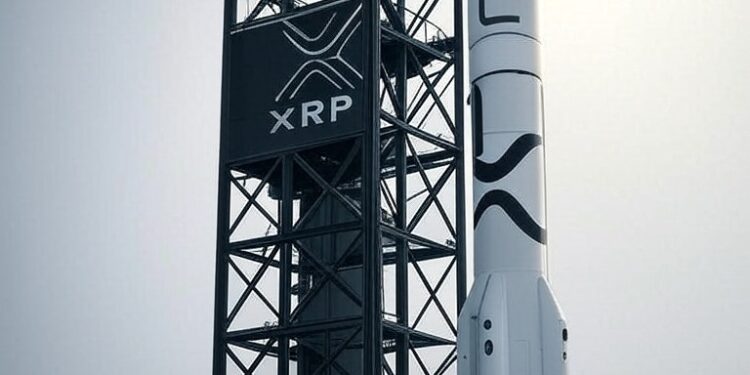 Un cohete a punto de despegar al espacio.