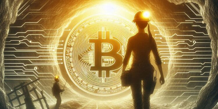 Mineros de Bitcoin trabajando en una cueva minera.