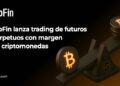 Balanza con bitcoins a cada lado y logo de BloFin