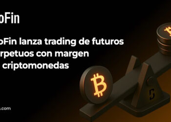 Balanza con bitcoins a cada lado y logo de BloFin