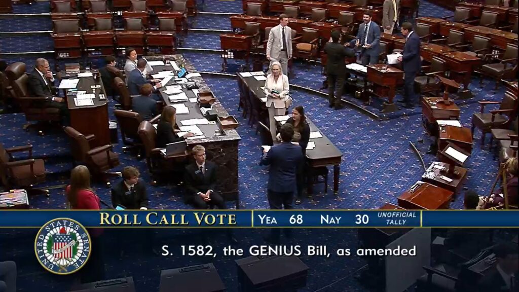 Capture of Congress before Genius vote in the Senate.