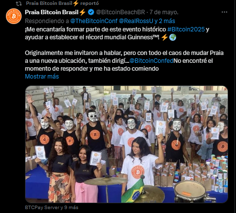 Una imagen de la comunidad Praia Bitcoin de Brasil en el que se muestra una concurrida actividad local.