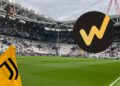 Estadio de la Juventus con el logo del token WBT.