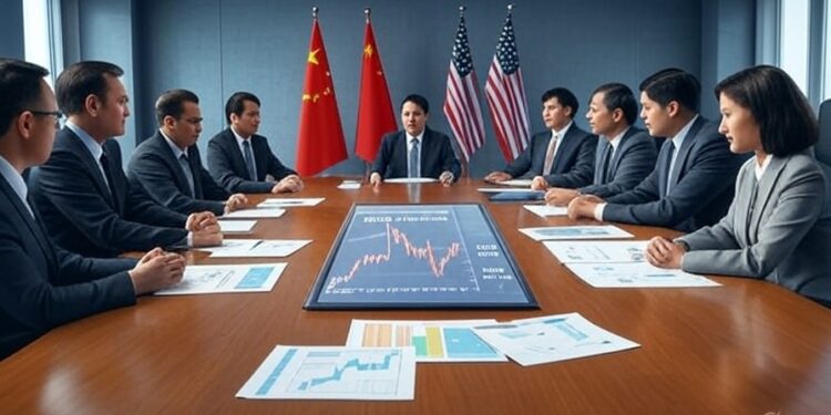 dos grupos diplomáticos sentados en una mesa de negociación.