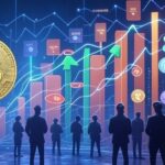 Una ilustraciรณn digital que representa el mercado de criptomonedas, enfocรกndose en la expectativa de una altseason.