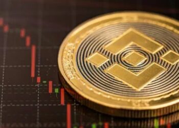 Moneda BNB sobre un gráfico de precios.