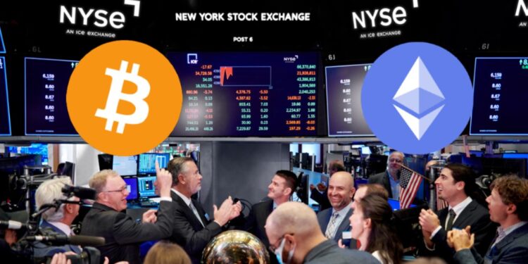 Bitcoin y ETH en Wall Street.