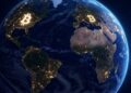 el planeta tierra conectado por bitcoin.