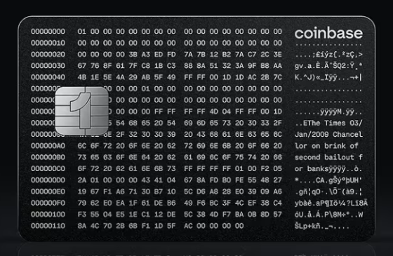 Coinbase lanzará una tarjeta inspirada en el bloque génesis de Bitcoin