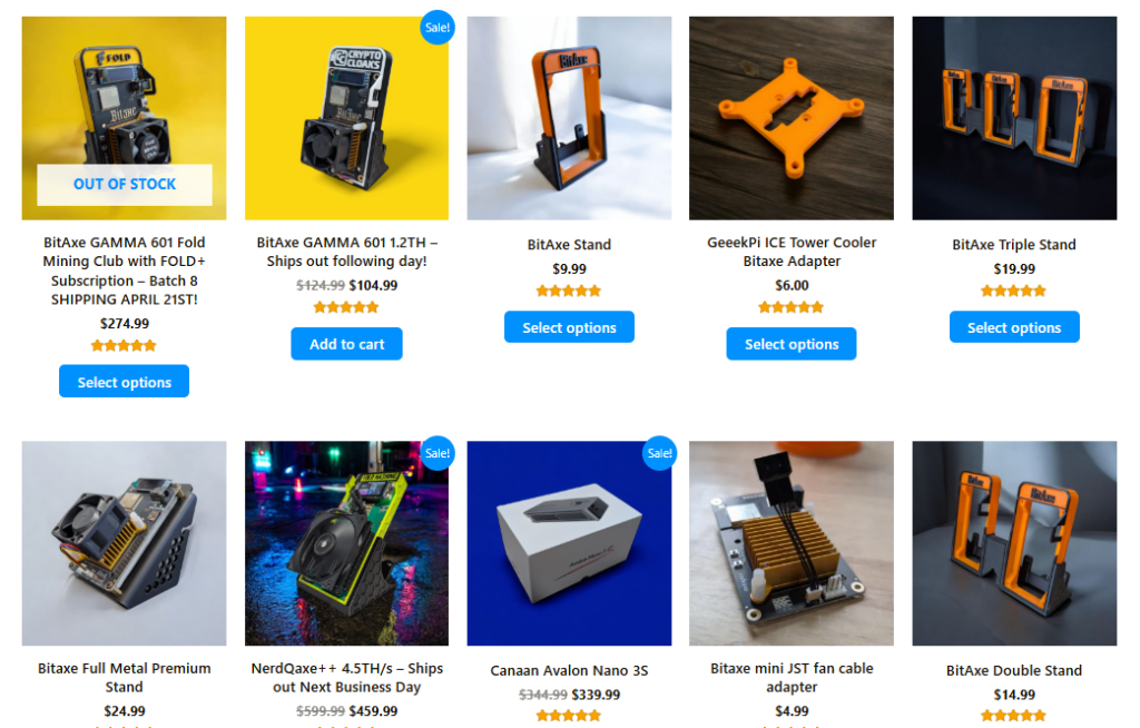 Imagen de tienda de Bitaxe de Cryptocloaks.