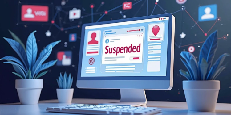 computadora mostrando un perfil suspendido.