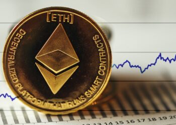 ETH sobre una gráfica de precios.