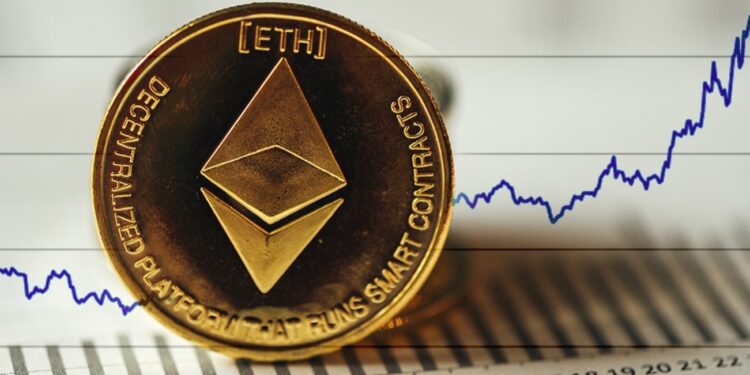 ETH sobre una gráfica de precios.