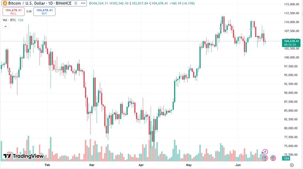 Bitcoin price graph in 2025.