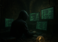 Hacker operando desde un laboratorio oculto.
