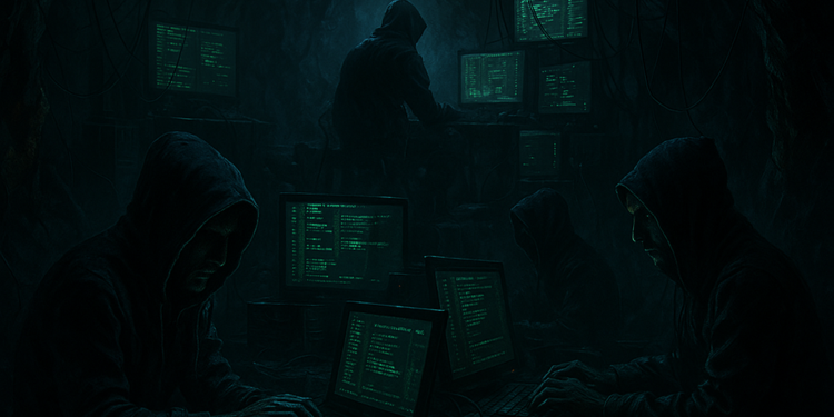 Hackers operando en un centro clandestino.
