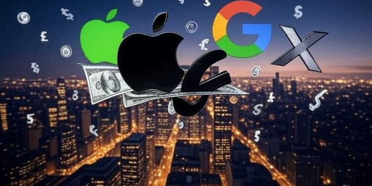 Imágenes flotando de los gigantes tecnológicos Google Apple X