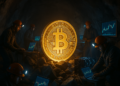 Mineros de Bitcoin trabajando en una cueva.
