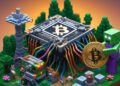 mini ASIC de bitcoin estilo fantasy art y minecraft