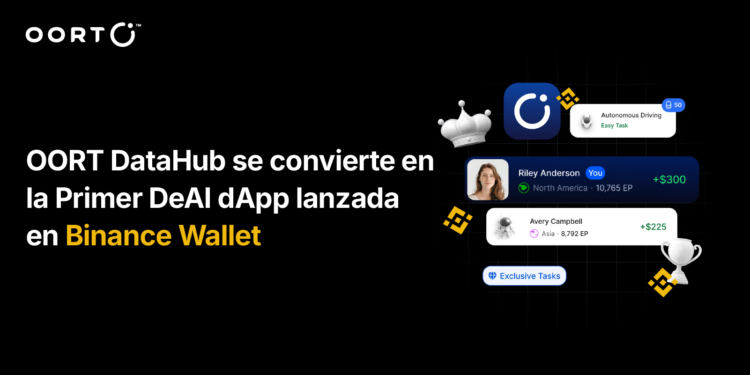 Íconos de notificaciones con logo de Binance, corona y copa blanca. Logo de Oorto.