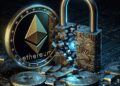 Un token de ether junto a un candado digital roto.