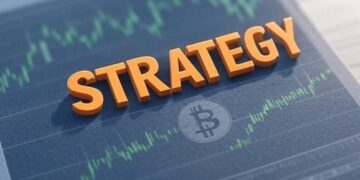 Strategy en una gráfica de mercados en verde y bitcoin.