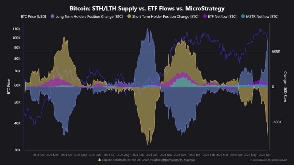 Gráfico de los tenedores a largo plazo de bitcoin.