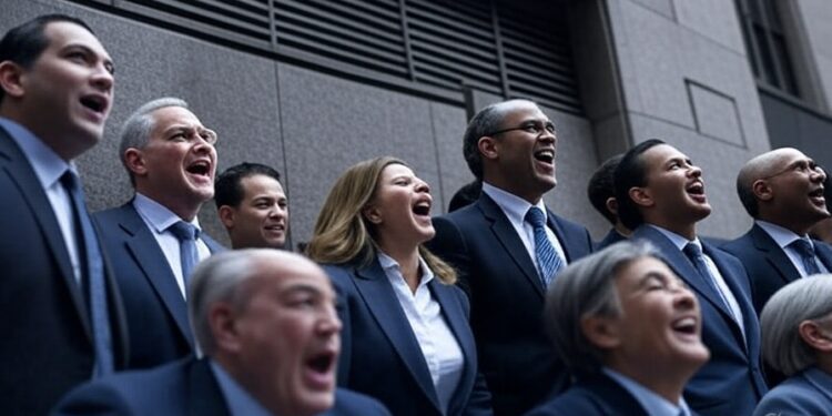 Inversionistas eufóricos en Wall Street.