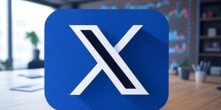 Logo de la red social X en una oficina de trading.
