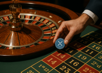 Una ruleta con una ficha que tiene el logo de Ripple.