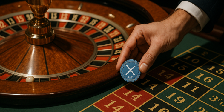 Una ruleta con una ficha que tiene el logo de Ripple.