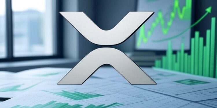 XRP con una gráfica en verde detrás.
