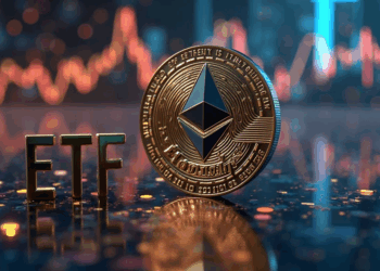 moneda de Ethereum con un gráfico de fondo.