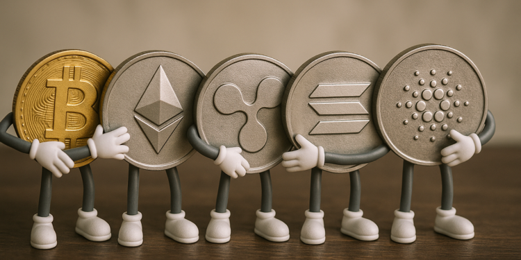 5 criptomonedas abrazadas.