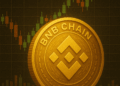 Un token de BNB junto a un grafico de precios.
