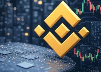 El logo de Binance en un mercado financiero.