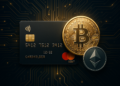 La tarjeta de Bybit permite usar BTC y ETH en plataformas online. Fuente: Microsoft Image Creator.