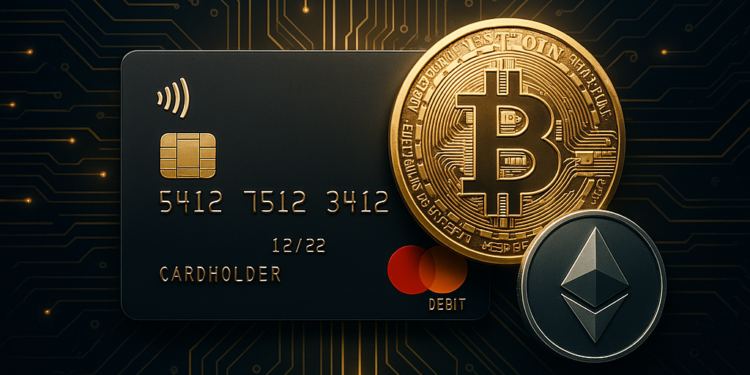 La tarjeta de Bybit permite usar BTC y ETH en plataformas online. Fuente: Microsoft Image Creator.