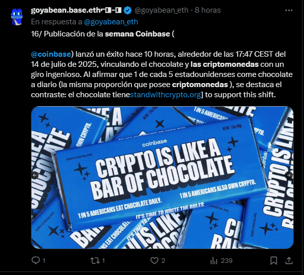 Una imagen con barras de chocolate lanzadas por Coinbase durante la Semana de las Criptomonedas.