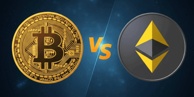 Monedas de bitcoin y ether