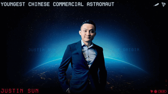 Justin Sun se subirá a uno de los vuelos espaciales de Blue Origin. Fuente: Tron DAO/ X.